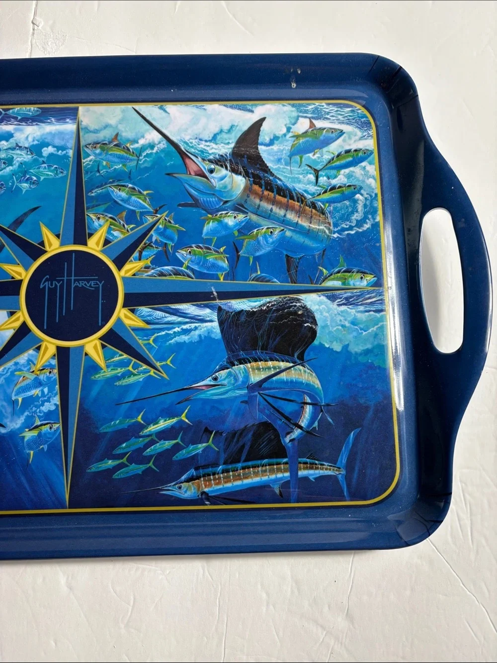 Guy Harvey Nautical Marlin Serving Tray in Deep Blue